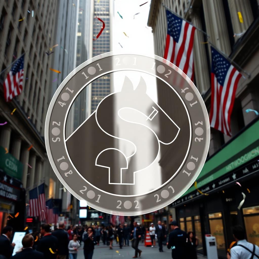 Golden digital coin representing a stablecoin company's public listing