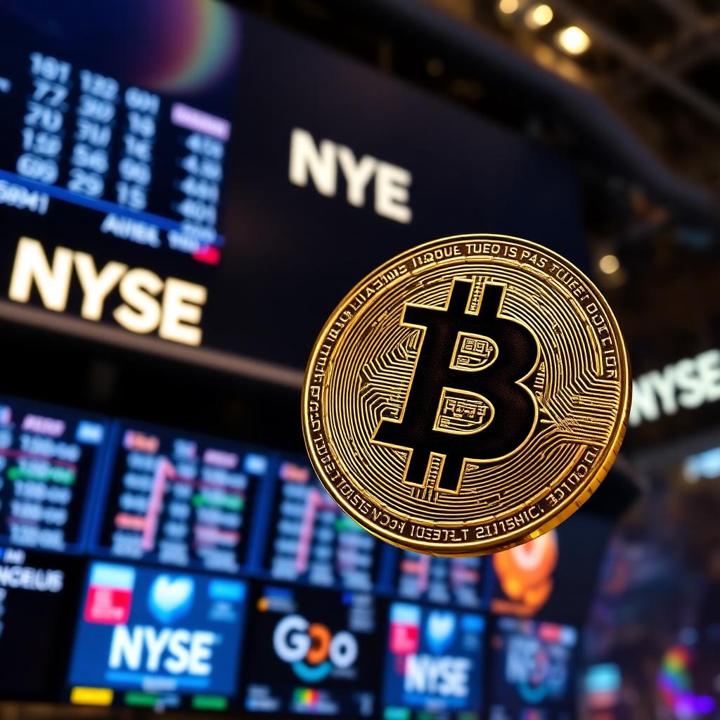 Golden crypto token symbolising a crypto company entering mainstream indices