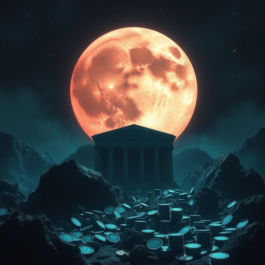 Abstract representation of a collapsed algorithmic stablecoin