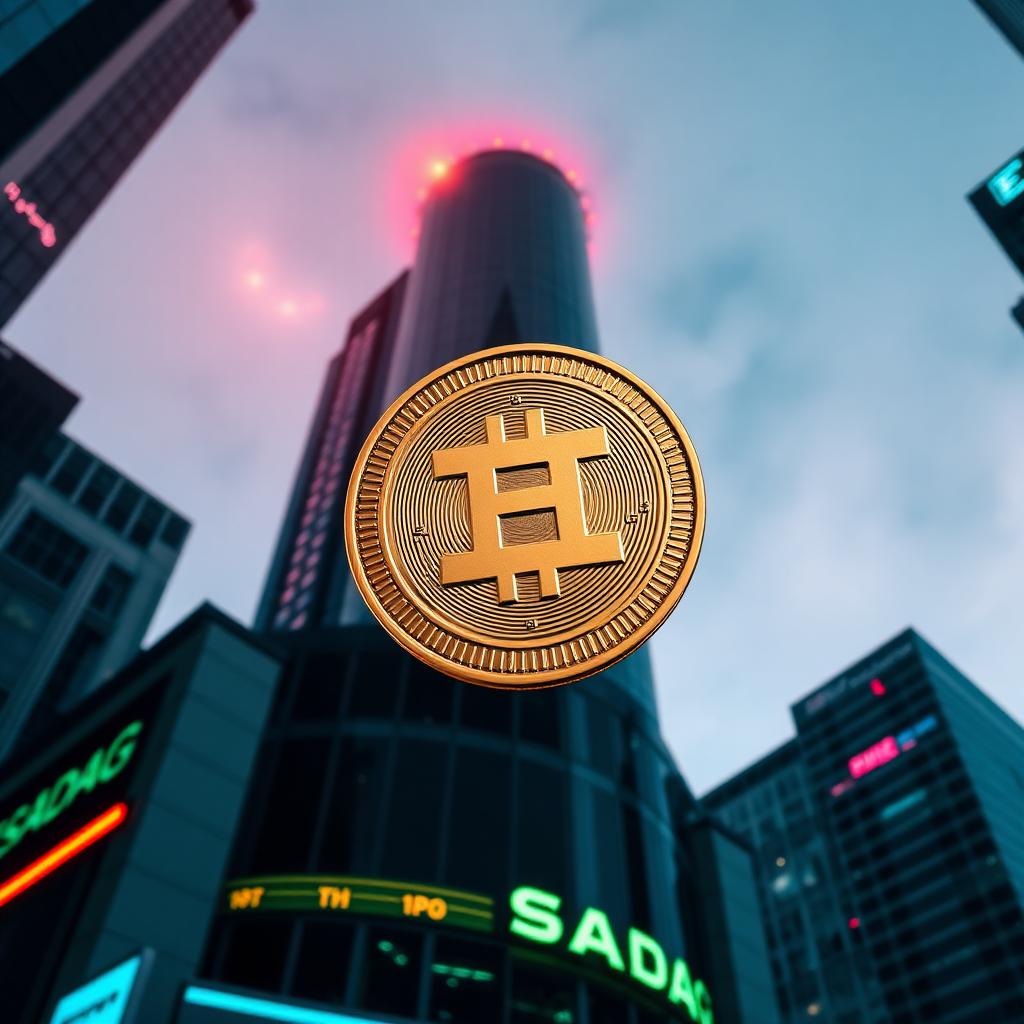Golden coin representing a crypto exchange's stock market listing