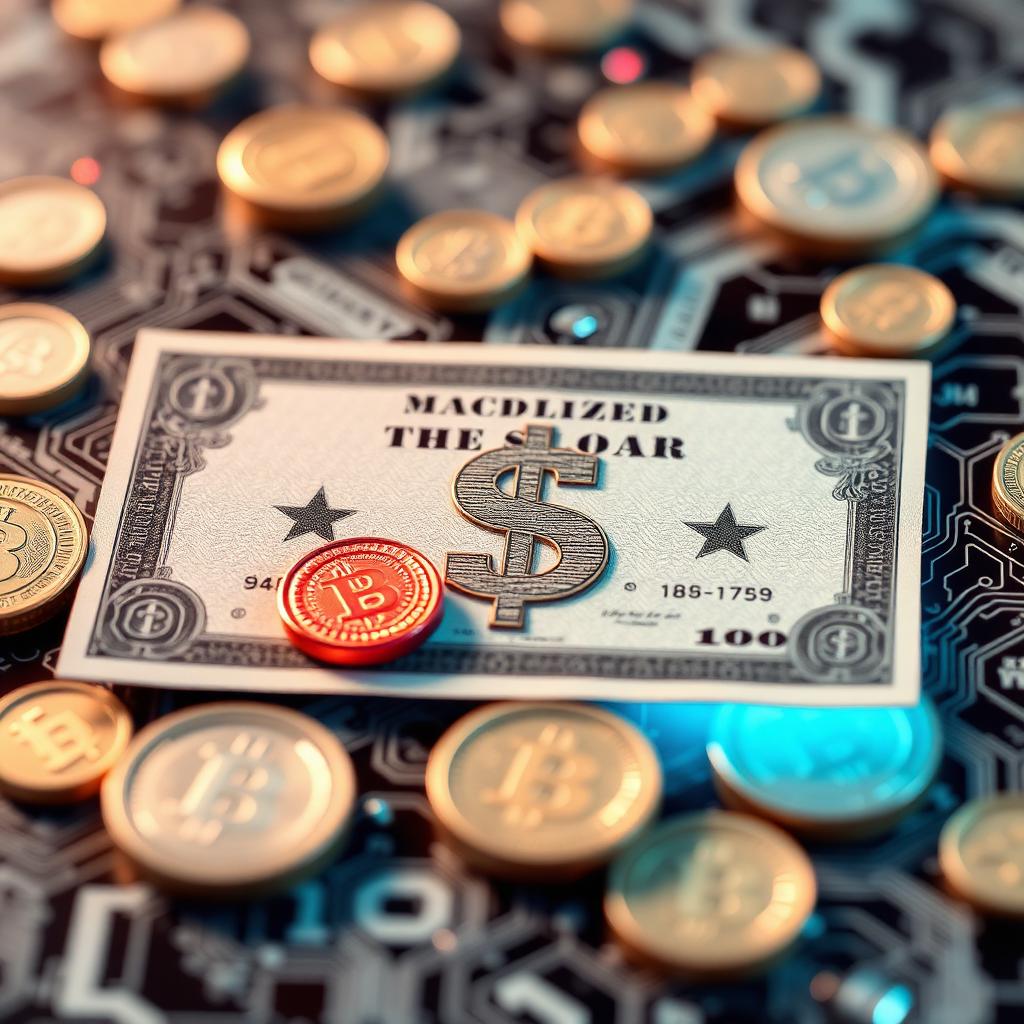 Candlestick chart and blockchain graphic representing tokenised equities