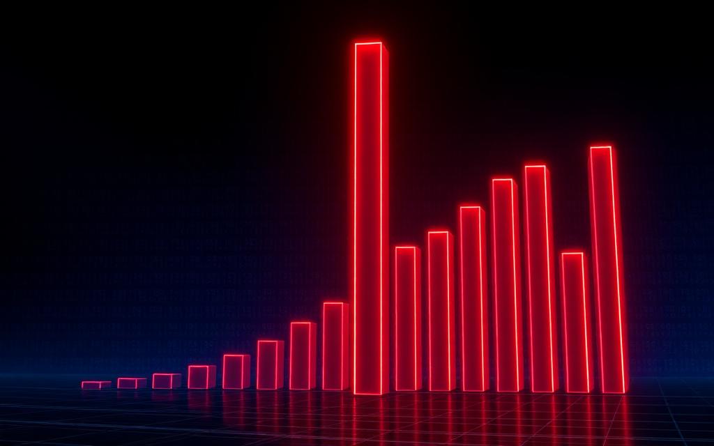A single dominant neon bar towering over smaller bars on a dark data grid, representing treasury concentration in the tokenised asset market